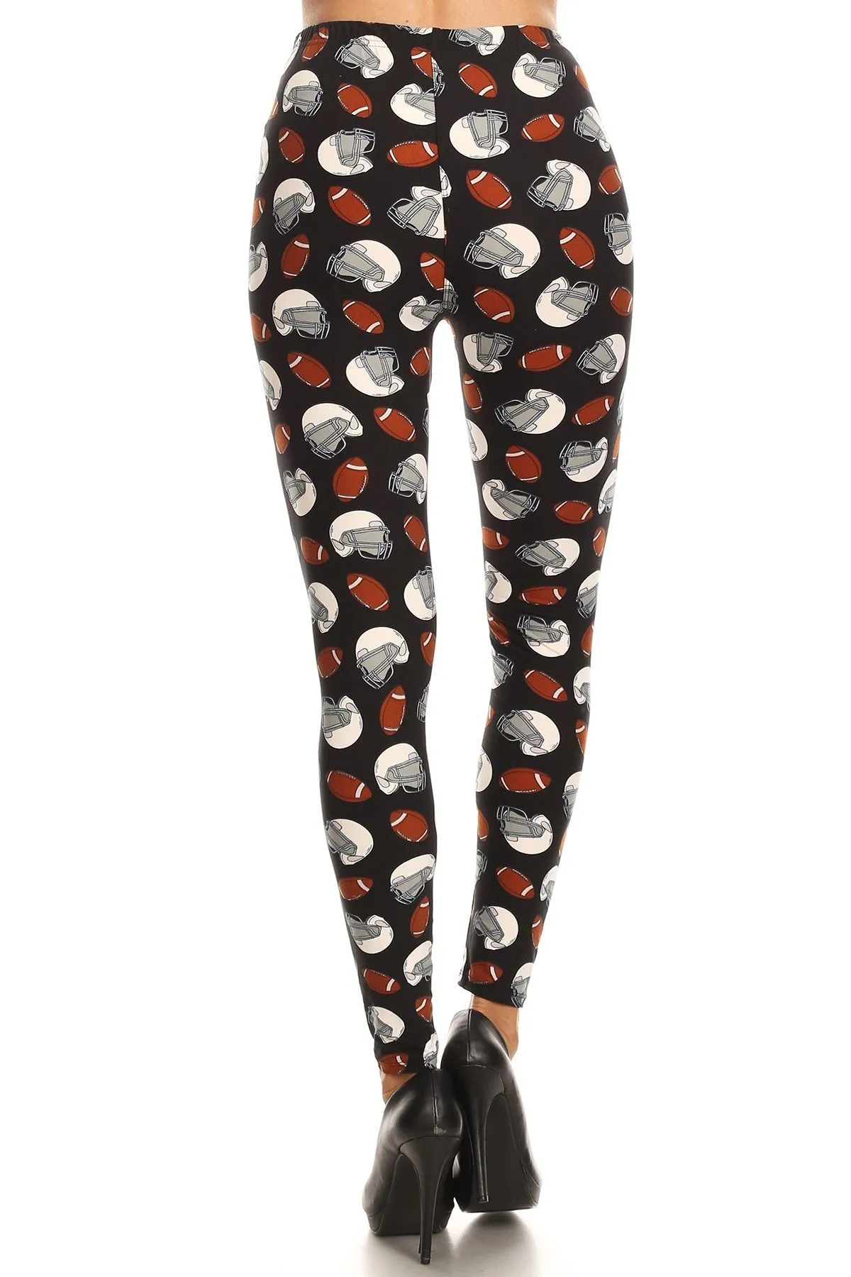 Women's Regular Football Helmet Pattern Printed Leggings