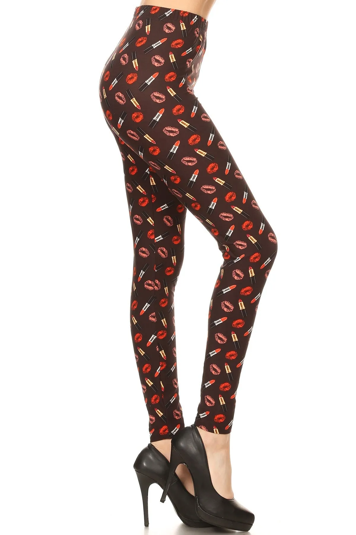 Women's Regular Lip Lipstick Pattern Printed Leggings