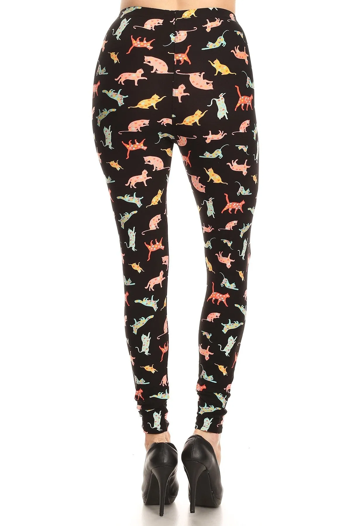 Women's Regular Playful Cats Pattern Printed Leggings