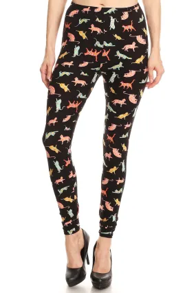 Women's Regular Playful Cats Pattern Printed Leggings