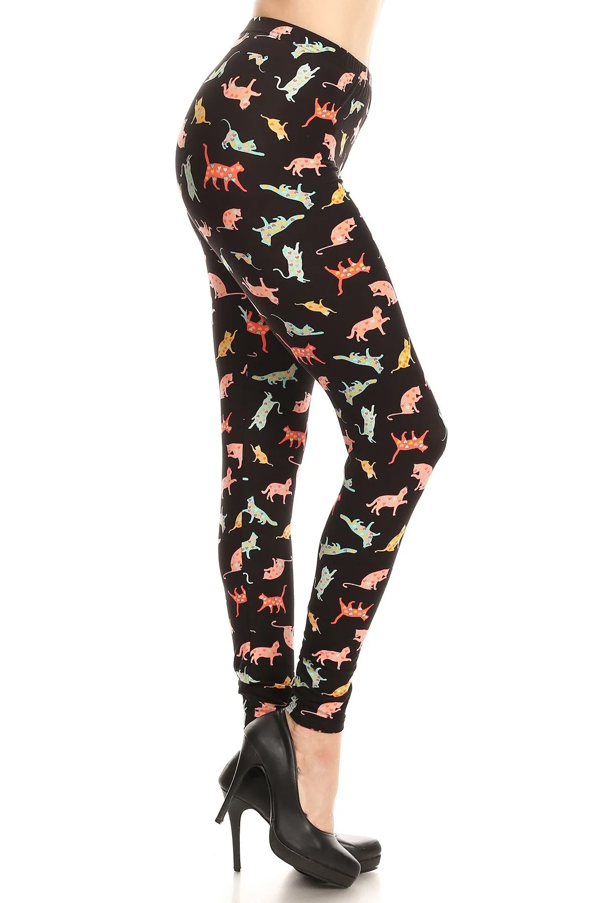 Women's Regular Playful Cats Pattern Printed Leggings