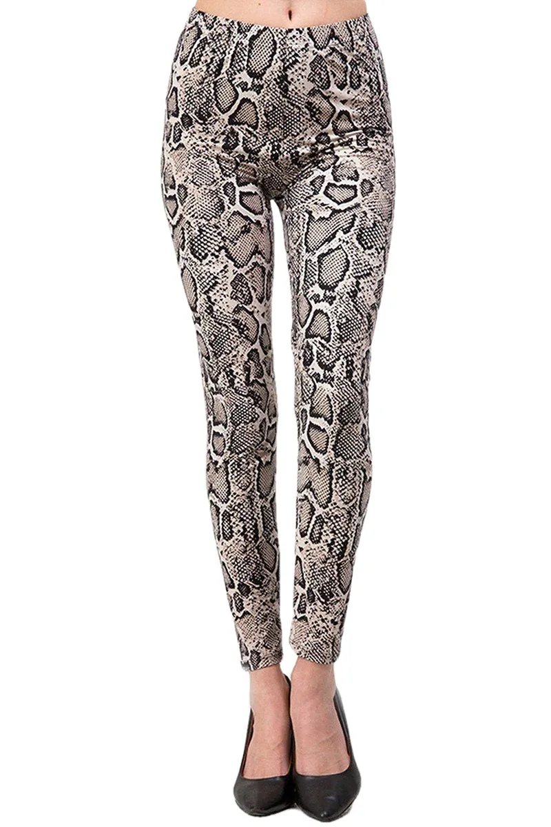 Women's Regular Snake Skin Animal Pattern Printed Leggings