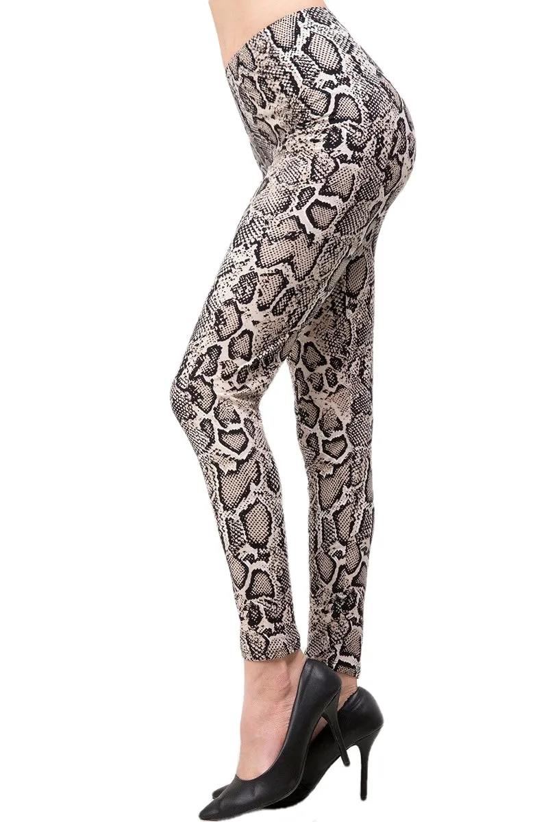 Women's Regular Snake Skin Animal Pattern Printed Leggings