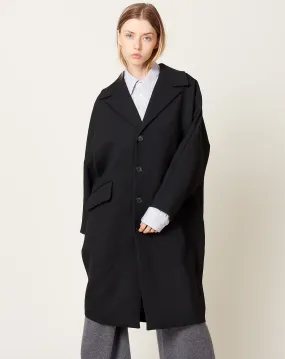 Wool Gabardine Coat in Black