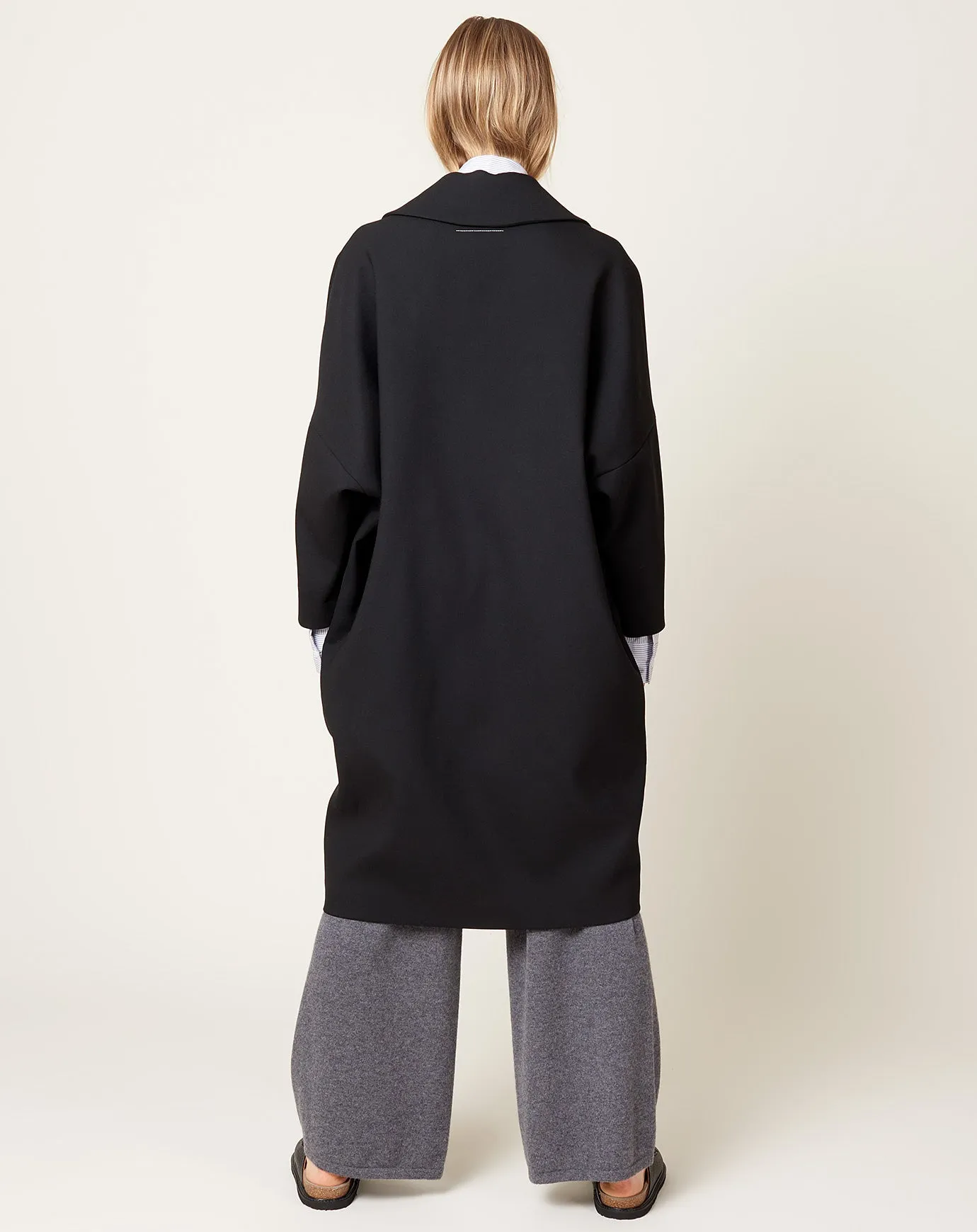 Wool Gabardine Coat in Black