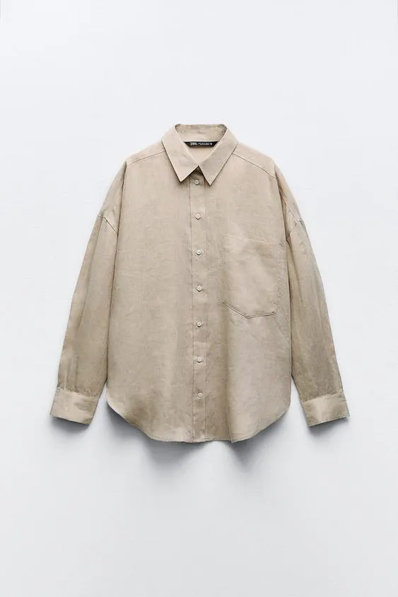 ZARA  |Linen Shirts & Blouses